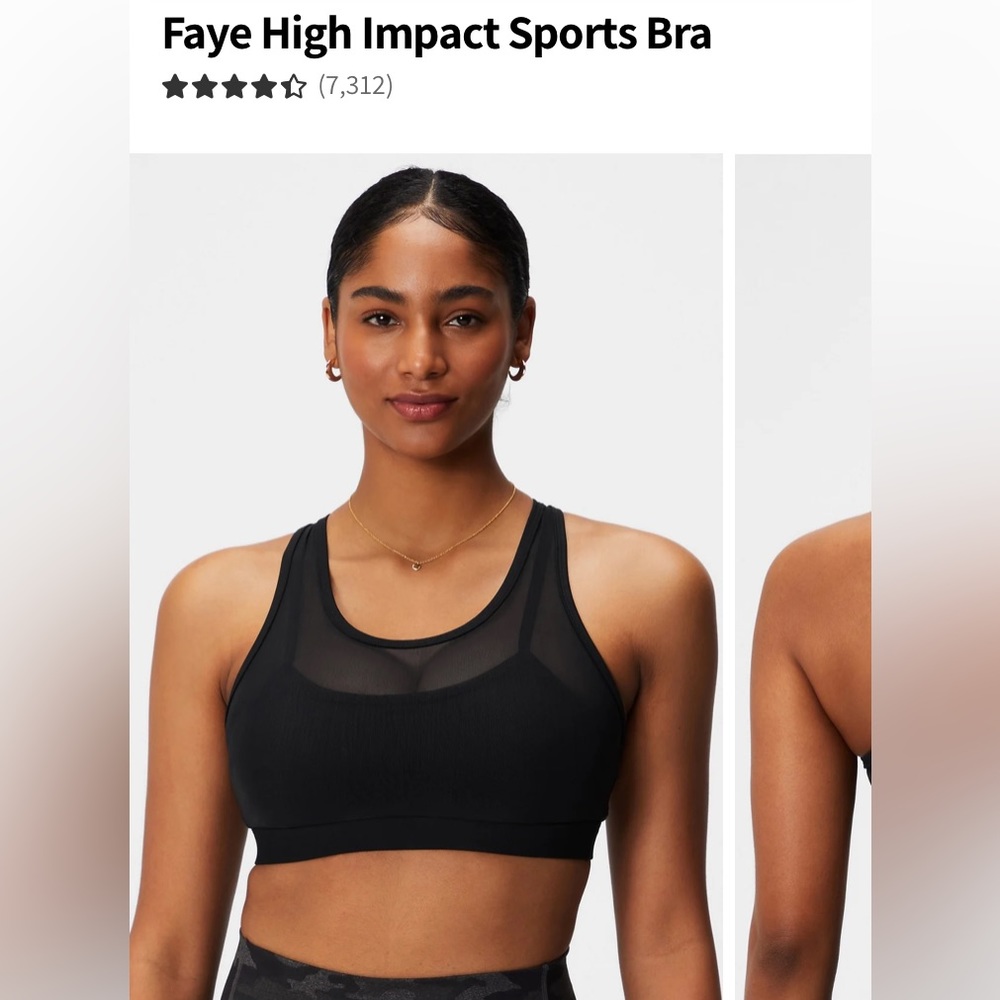 NWOT!! Black Faye Fabletics Strappy Mesh Sports Bra With Pads Medium Retail $55